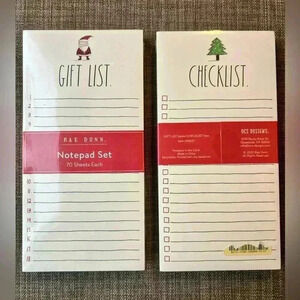NEW SET of 2 Rae Dunn Holiday Notepads One GIFTLIST pad & One CHECKLIST list pad